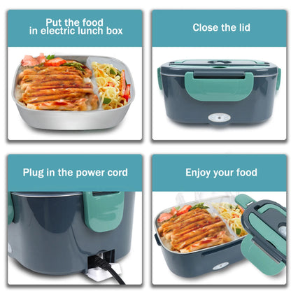 1.5L 60W 220V Electric Lunch Box, 220V Plug + Car Cigarette Lighter Plug, Heating for Lunch